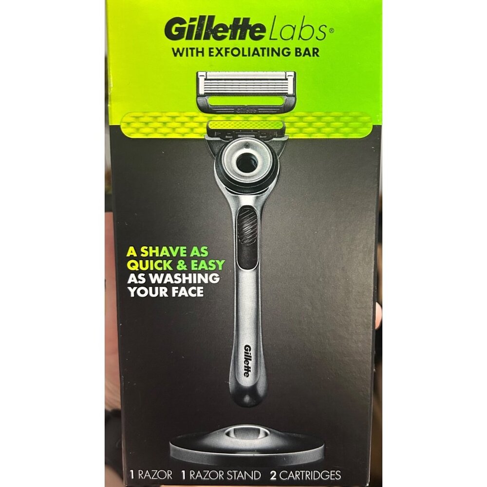 Gillette Labs Exfoliating Bar Razor 2 Razor Blade Refills Premium Magnetic Stand